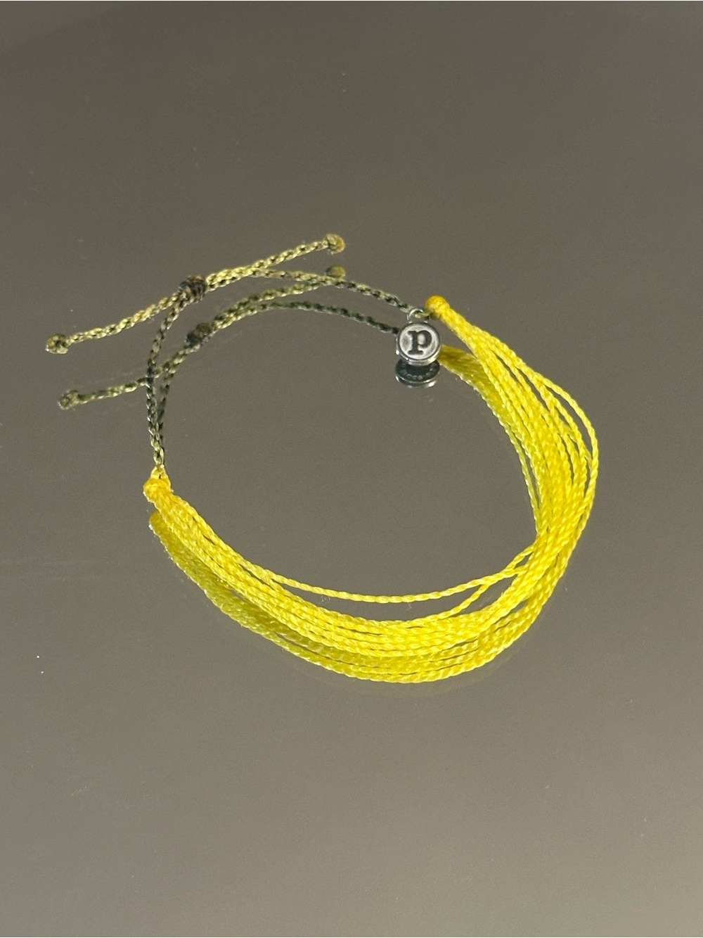 Pura Vida. Yellow Multi-Strand Cord Bracelet with 'P' Logo